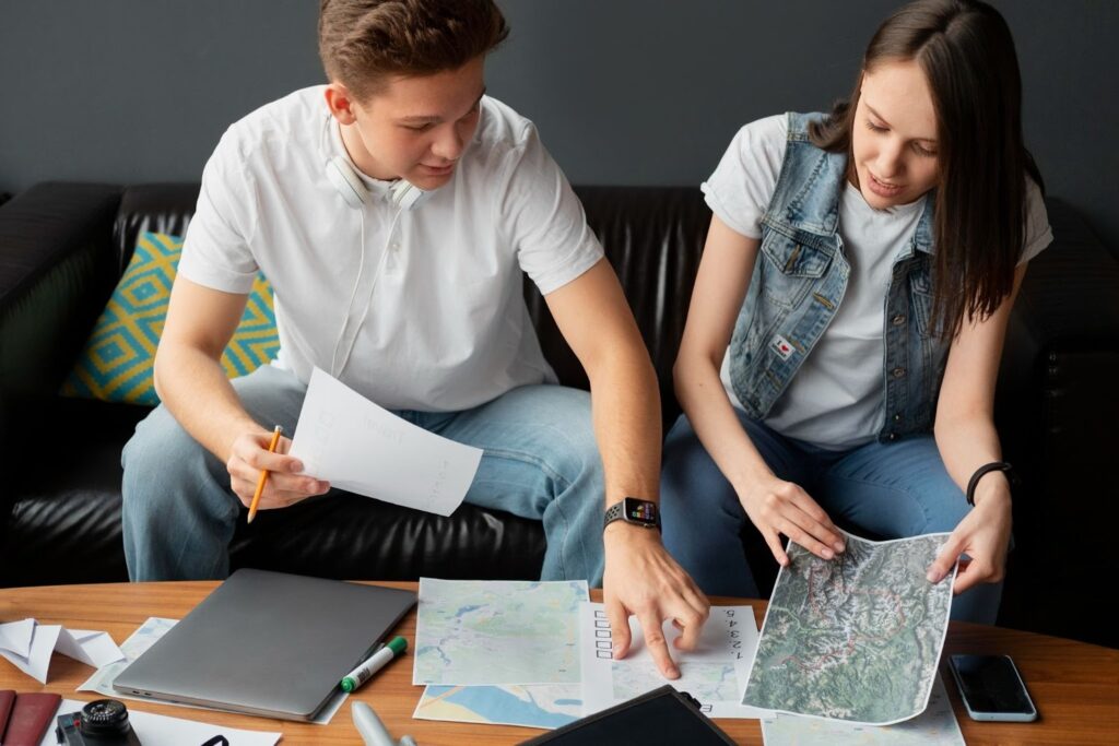 middle-class people planning a trip at home